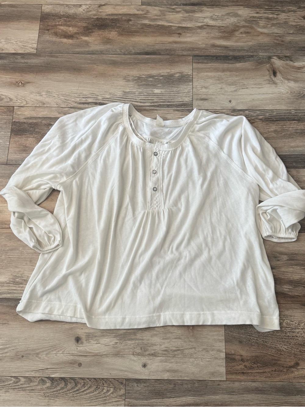 We the Free Free People Long Sleeve Henley Top Oversized Cream Medium